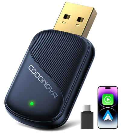 Mini Adaptador CarPlay Inalámbrico y Android Auto, USB-A/C Metálico