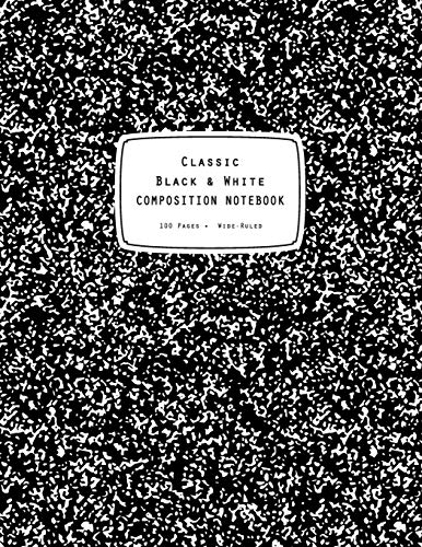 Classic Black & White Composition Notebook: Large Lined Note Paper for School, Notes and Writing All Things - Old School Style Marble Pattern