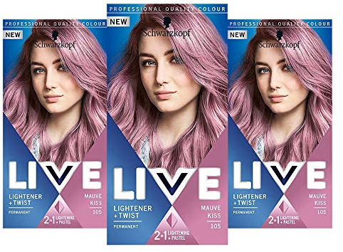 Schwarzkopf LIVE Colour Lightener Plus Twist Mauve Kiss 105 Haarfarbe, 3 Stück
