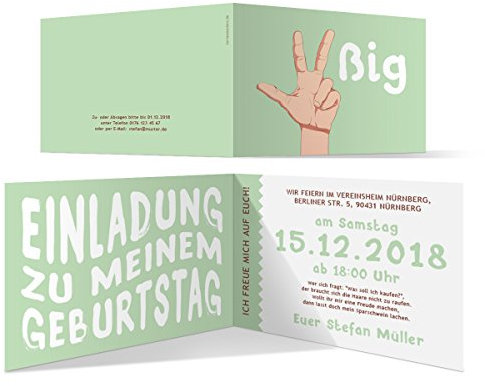 Kartenmachen.de 10-100x Einladungskarten runder Geburtstag 30 Jahre Geburtstagseinladungen - Handzeichen