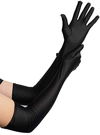 VIKI LYNN Damen Handschuhe Satin Classic Opera Fest Party Audrey Hepburn 1920er Stil Elastisch Erwachsene Größe