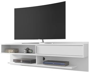 Manhattan Comfort Astor Modern Living Room Floating Entertainment Center with Media Shelves, 70.86, White