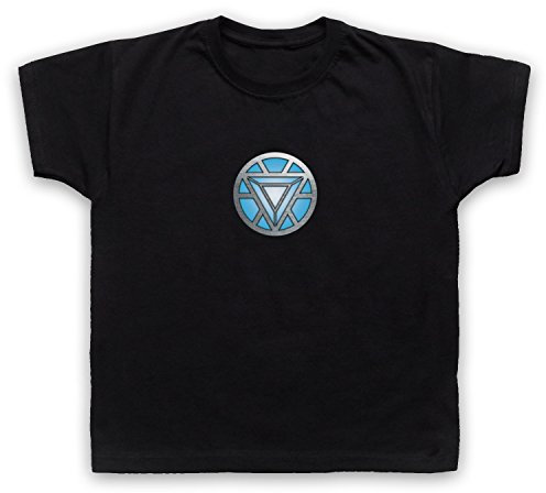 My Icon Art & Clothing Iron Chest Arc Reactor Graphic Novel Superhero Film Kids T-Shirt, Black, 3-4 Years