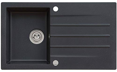 AXIS KITCHEN Mojito 100 Küchenspüle Material Axigranit 45er Unterschrank Spülbecken Siphon, Exzenterbedienung, Ausschnittschablone (AXIS GRAPHIT (SCHWARZ))