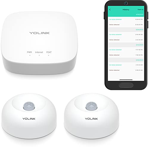 YoLink 2 Stück Smart Bewegungsmelder Bewegungsmelder für den Innenbereich 0,6 km weltweit kompatibel mit Alexa IFTTT, App Bewegungserkennung, Monitor zu