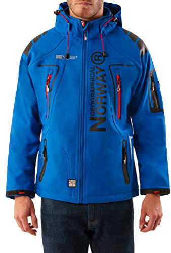 Geographical Norway Techno Softshelljacke Herren Kapuze abnehmbar, Blau reale, S