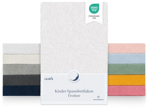 Laleni 2er Set Frottee Spannbettlaken 38x77cm - Oeko-TEX Zertifiziertes Stubenwagen Bezug Set, Faltenfreie Spannbetttücher für Kinderbett, Babybett und Moses Körbchen, Weiß