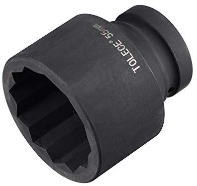 sourcing map Douille à choc 12 points de 55 mm de diamètre en acier CR-MO de 80 mm de longueur, tailles métriques standard