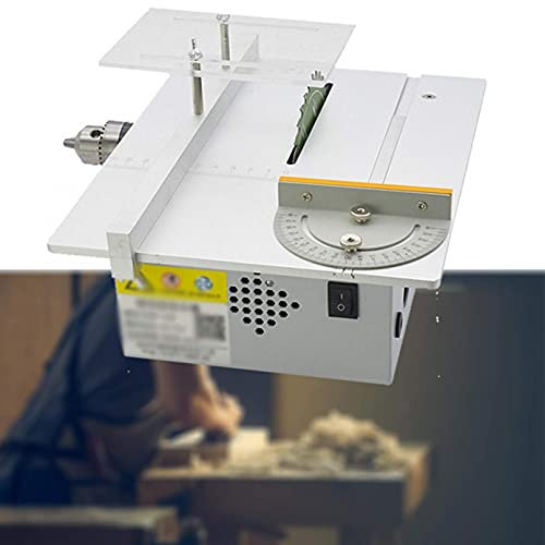 KUANDARMX Compact Table Saw, Portable Mini Chainsaw Stepless Speed Regulation,push Table Positioning Plate Multifunctional Mini Table Saw, C