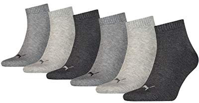 PUMA unisex Quarter Sportsocken Kurzsocken Socken 271080001 6 Paar, Farbe:Grau, Menge:6 Paar (2x 3er Pack), Größe:43-46, Artikel:-800 anthracite/light grey/middle grey