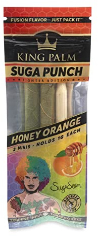 King Palm 4 Honey Orange Sugar Punch Mini Size Cones - 2 Rolls per Pack, 2 Packs - Pre Rolled Cones - Natural Cones - Corn Husk Filter - Preroll Cones - Prerolled cones with Filter