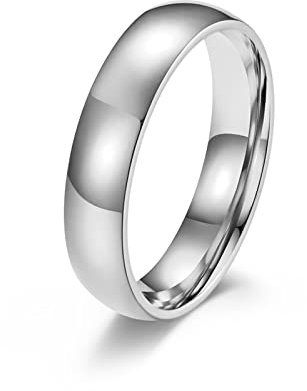 Damenring Silber, Damenring Edelstahl Innen- Und Außenbogen Ring Damen Geschenke für Frauen Größe 70 (22.3)