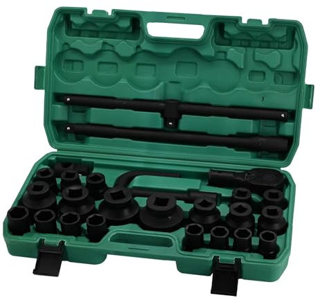 LFGUD 3/4 Drive Impact Socket Set, 26 Piece Cr-V Chrome Vanadium Steel Standard Metric Sizes(21-50mmm), 6-Point Sockets, with a Storage Cage