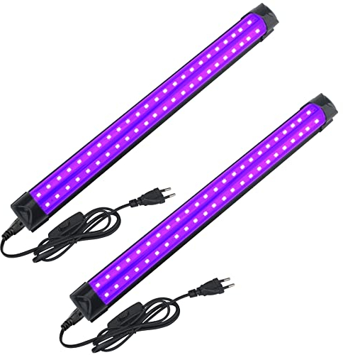 2 Stücke Schwarzlichtlampe UV 10W Schwarzlicht Röhre LED Lamp Bar 395nm mit Schalter und Stecker Blacklight Bar für Weihnachten Bühnenbeleuchtung Schwarzlichtlampe party Kunstausstellungen