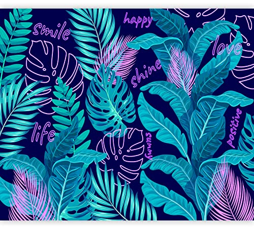 murando - Vlies Fototapete Dschungel 100x70cm Foto Tapete Schlafzimmer Wohnzimmer Vliestapete XXL Motivtapeten Bildtapete 3d Effekt Wand Dekoration - Neon Blätter Natur Exotik Pflanzen b-C-10352-a-b