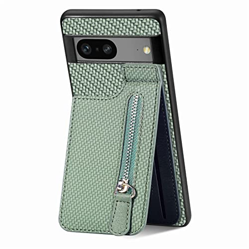 QIWEIQING Kompatibel mit Google Pixel 6A 5G Hülle Leder, Schutz Lederhülle Ständer Magnetisch Flip Brieftasche Kartenfach Stoßfest Handyhülle Handytasche für Google Pixel 6A 5G. Grün SDK
