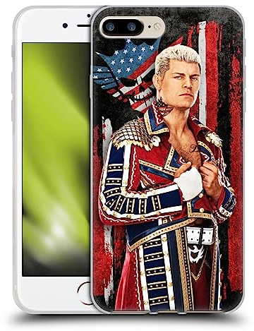 Head Case Designs Officially Licensed WWE American Nightmare Flag Cody Rhodes Gel Case [Military Grade Protection] Compatible with Apple iPhone 7 Plus/iPhone 8 Plus and Compatible with MagSafe