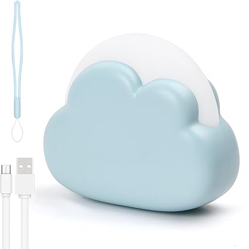 Jinlaili LED Nachtlicht Kinder Wiederaufladbares, 4 Modi Plastik Baby Wolke Nachtlicht, Nachttischlampe Schlafzimmer Kinderzimmer, Tragbare Nachtlicht Schlaflicht für Mädchen Junge Baby (Blau)