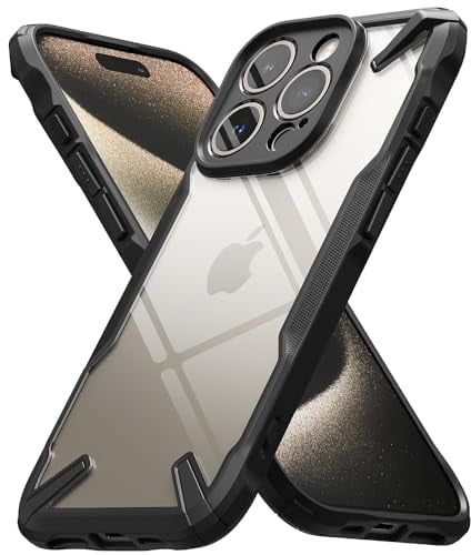Ringke Fusion-X Compatibile con Cover iPhone 15 Pro, Custodia Antiurto Robusta Paraurti Protettiva Avanzata con Protezione Fotocamera - Black Nero