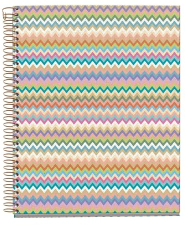Miquelrius - Notebook A5 (148 x 210 mm), horizontale Streifen 7 mm, 120 Blatt 70 g/m², Kartoneinband, 4 farbige Streifen, Kupferspirale, Kollektion Feeling Mallorca, Zickzack