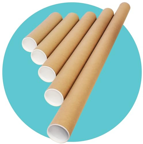 Triplast 2 x A2 Postal Tubes with End Caps (460x45mm | 18x1.8inch) - Cardboard Tube Mailers for Packing, Storing & Shipping Posters, Charts, Blueprints, Maps, Artwork & Other Rolled Documents