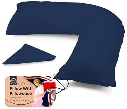Rohi Orthopaedic V Pillow with Pillowcase – Anti Allergy Triangle pillows for Adults, Nursing, Maternity & Pregnancy – Extra Hollowfibre Cushioning to Supports Neck, Head & Back (Navy)