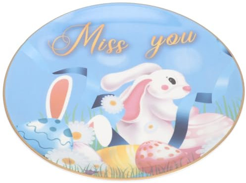 Zerodeko Osterfest Servierplatte Aus Porzellan Cartoon Kaninchen Design Dekorativer Teller Für Snacks Früchte Und Süßigkeiten Für Frühlingsfeiern Und Tischdekoration