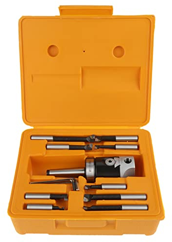 MT2- M10 Bohrkopf+F1-12 50mm Ausdrehkopf+12MM Bohrstange Bohrwerkzeug Set mit Kunststoffkoffer Tragbares Bohrkopfkopf Kit Metall CNC Drehmaschine Fräsmaschine Zubehör