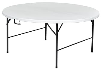 METRO Professional Outdoor Banketttisch, Stahl/Polyethylen, klappbar, wasserabweisend, weiß (Ø 160 x 74 cm)