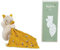 KALOO - Weiches Stoffquadrat - Kuscheltier Gelbe Katze - Plüschtier Baby - Quadratisch 18 x 18 cm gelb Umweltverträgliches Material - FSC-Geschenkbox - Ab Geburt, K226003