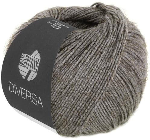 LANA GROSSA Diversa | Leichtes Baumwoll-Mischgarn mit zartem Melange-Effekt | Handstrickgarn aus 74% Baumwolle & 26% Viskose | 50g Wolle zum Stricken & Häkeln | 210m Garn FB 15
