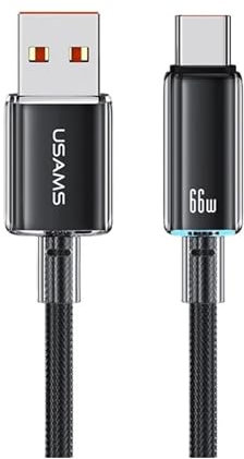 P4Y USB-C Kabel für schnelles Laden und Datenübertragung 6A 480 mbps mit farbigem Licht Material: Aluminiumlegierung 1.2m schwarz US-SJ658 Cloud Series