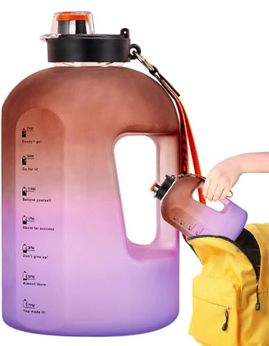 Botellas de agua de tiempo | Botella de agua con medidas | Botella de agua de hidratación gradiente de 2,2 L, indicador de tiempo para la ingesta diaria, botella de agua deportiva con correa