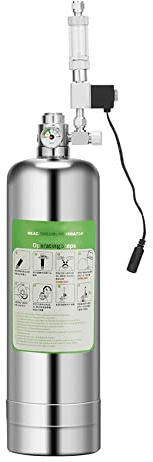 CHOOYO CO2 Generator System Kit CO2 Stainless Steel Cylinder Generator System with Solenoid Valve Bubble Diffuser Carbon Dioxide Reactor Kit for Plants Aquarium