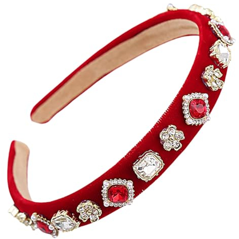scicent Vintage Kristall Strass Stirnbänder Glitzern Diamant Haarreif Samt Dünn Haarbänder Party Hochzeit Kopfschmuck Mode Haarschmuck für Frauen - 27318
