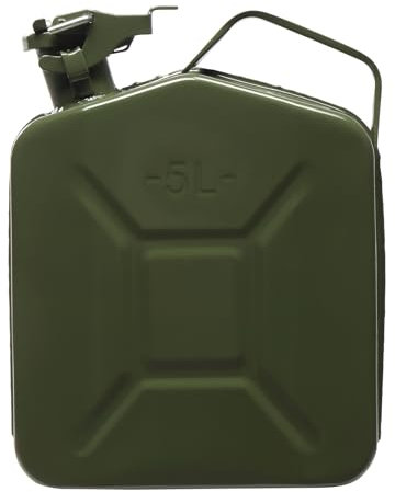 Bonnlo Bidon d'essence en acier lanimé à froid 5L avec bec verseur, bidon pour carburant étanche carré en métal pour essence avec bec verseur, accessoire d'automobile