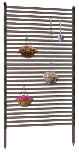 Twira Brise-vue décoratif pour extérieur, 90 cm de large x 180 cm de haut, panneaux métalliques pour jardin, balcon, terrasse, jardin - Marron