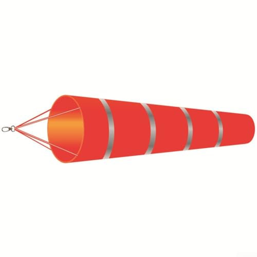 Affidabile manica a vento, 150 cm arancione+bianco, poliestere RipStop, strumento di misurazione del vento (rosso+barra luminosa)
