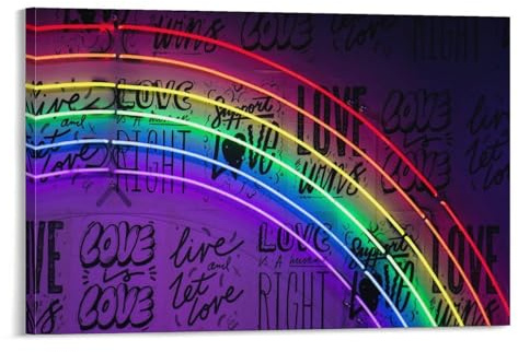 LGBT-Poster, Regenbogen-Neon-Gleichstellungskampagne, Happy Pride Month, Bilddruck, Leinwand, Poster, Wandfarbe, Kunstposter, Dekoration, moderne Wohnkunstwerke, 40 x 60 cm