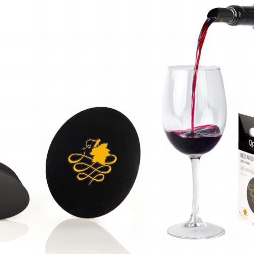 Qpractiko - Disco Antigoccia Vino | Design Pratico per Servire Senza Macchie | Materiali Sicuri in Alluminio Alimentare | Multifunzionale per Vino e Bevande | Facile da Pulire, Nero, Pequeño