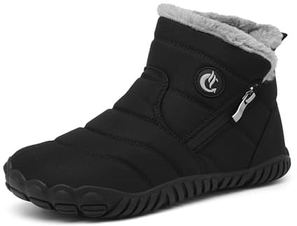 CELANDA Barfot, vinterskor, dam, varm, plysch, fodrade vinterstövlar, herr, vinter, snöstövlar, halkfria, korta skaft, stövlar, bekväma slip-on stövlar, utomhus, storlek 36–46 EU, svart, 43 EU