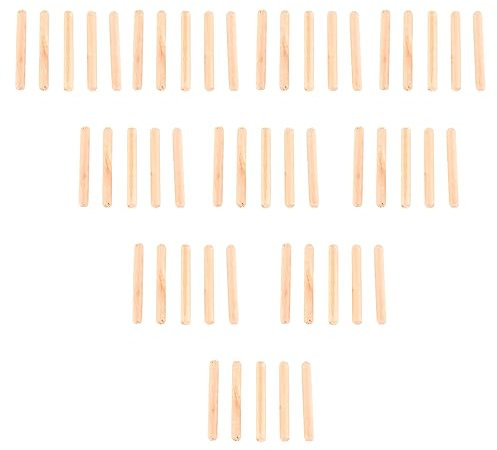 50 Stück Holzdübel, Geriffelte Holzdübel, Stange, M6, für Schrank, Schublade, Rund, Einfaches Einsetzen für Heimwerker, Kunst, Holzbearbeitung, Möbeltürmontage (M6x50 (50 Stück))