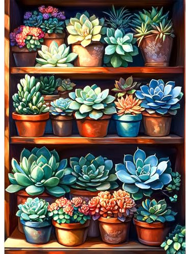 AIRDEA Blume Diamond Painting Erwachsene, DIY 5D Sukkulenten Diamant Painting Bilder, Bastelset Erwachsene Frauen als Haus Wanddeko 30x40 cm
