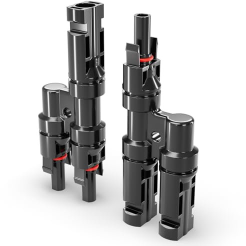 deleyCON PV4 Solar 2-Fach Y Stecker Paar 1000V Männlich/Weiblich T-Typ IP67 Wasserdicht (Solar Photovoltaik Steckverbinder) Verteiler, Splitter, PV Kupplung, Solarstecker, Solarpanel