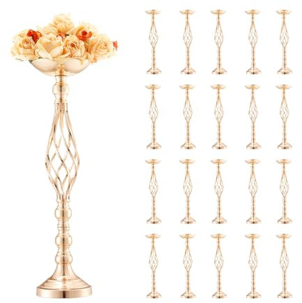 VEVOR 20 Stück 58 cm hohe Blumenvase für Hochzeiten, Metall-Hochzeits-Tafelaufsatz, Goldener Blumenarrangement-Ständer für Tische bei Hochzeitsessen, Partys, Jubiläen, Zeremonien