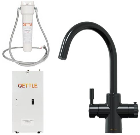 QETTLE Original 4-in-1 Instant Boiling Water Tap | True Boiling, Filtered Cold, Mains Hot & Cold (Black, 4 Litre Boiler)