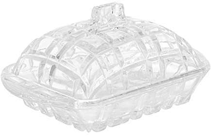Mantequera de vidrio para encimera, mantequillera con tapa, plato de queso, pan, postre, plato de almacenamiento de alimentos, recipiente de mantequilla, almacenamiento de mantequilla