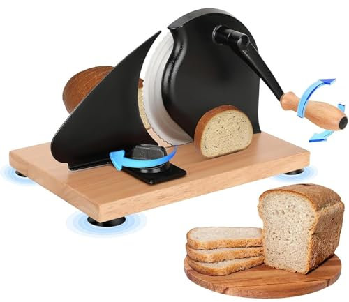 THYXGS Manuelle Brotschneidemaschine, Handkurbel-Brotschneidemaschine, 0-0,8 Zoll Einstellbare Dicke, Mit Gewellter Klinge Aus Rostfreiem Stahl, Leicht Zu Reinigen, In Küche Zu Verwenden
