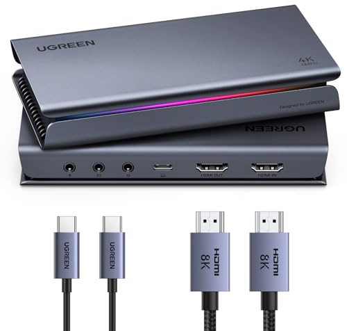 UGREEN 4K Capture Card, HDMI 2.1 4K144Hz Aufnahme und Passthrough, Niedriger Latenz, USB 3.2 Gen2 Game Capture Card für PS5/Xbox/Switch/Switch2/iPhone
