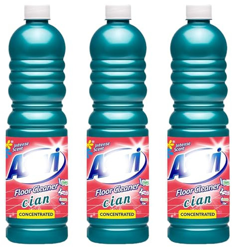 Floor Cleaner Concentrate Cian 1L x3 – Powerful Spanish Household Cleaning Solution for Tough Dirt & Stains – Ideal for Tiles, Wood & Laminate Floors